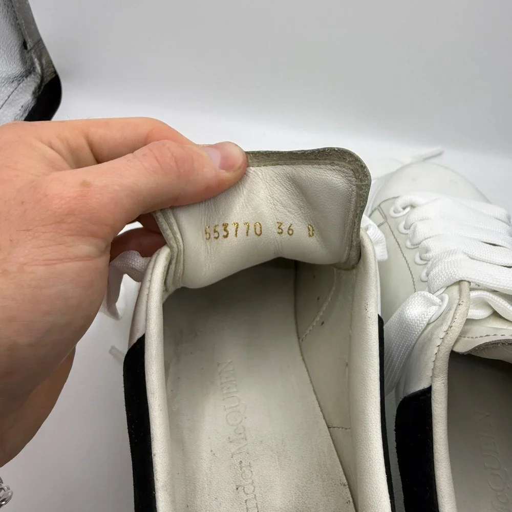 Alexander McQueen Oversized Sneakers White Black Suede 553770 Women 36 6